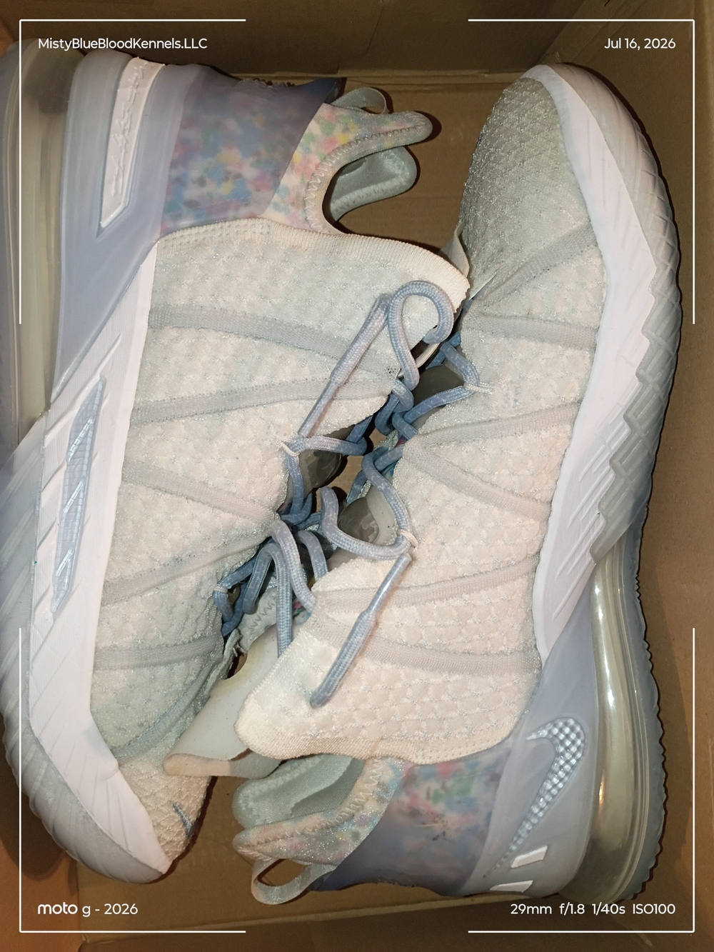 Nike LeBron 18 White,Blue,Clear& Multi Colored Basketball 🏀 Shoes - Picture 3 of 16